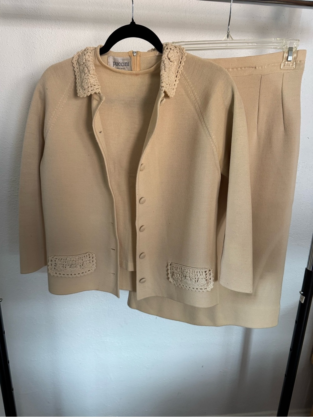 Vintage Puccini Cream Knit Three-Piece Set